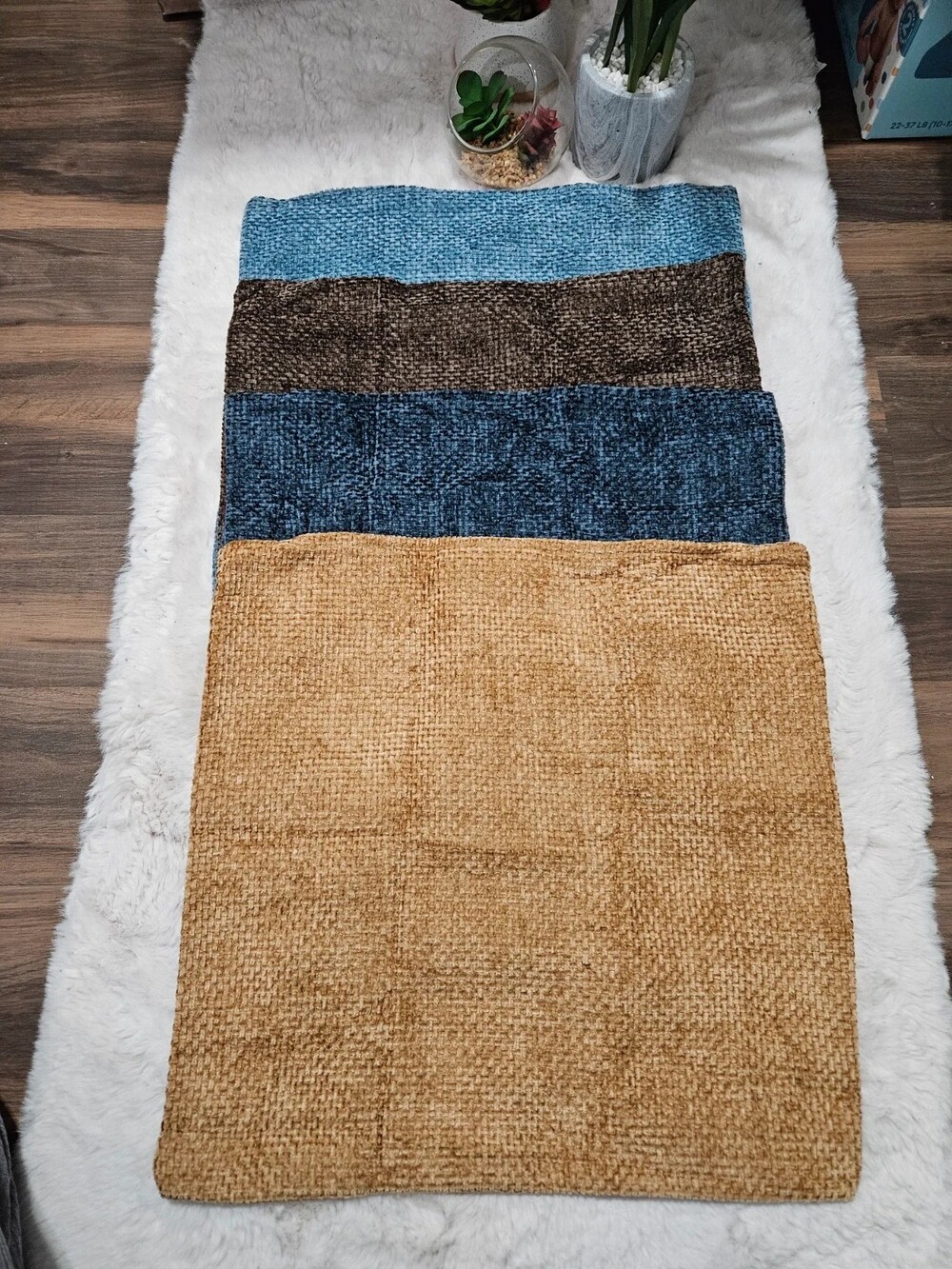 4pcs Textured Chenille Cushion Covers with Zipper